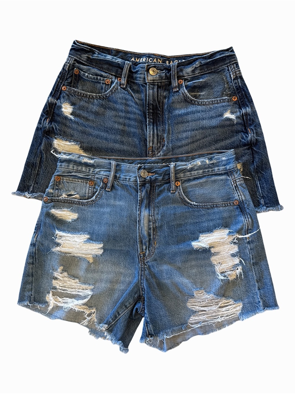 American Eagle Outfitters set 2 90s Boyfriend Short Distressed Jean Shorts Sz 2